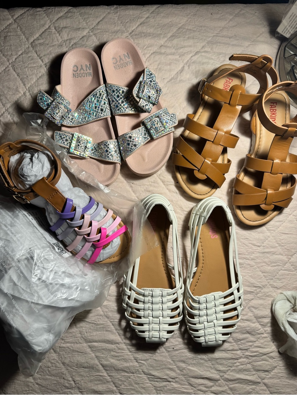 Set of 4 girls sandals some new and some barely worn
